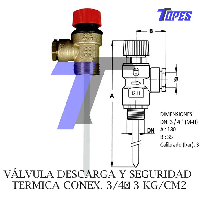 VALVULA DESCARGA Y SEGURIDAD TERMICA CONEX. 3/4″ 3 KG/cm2