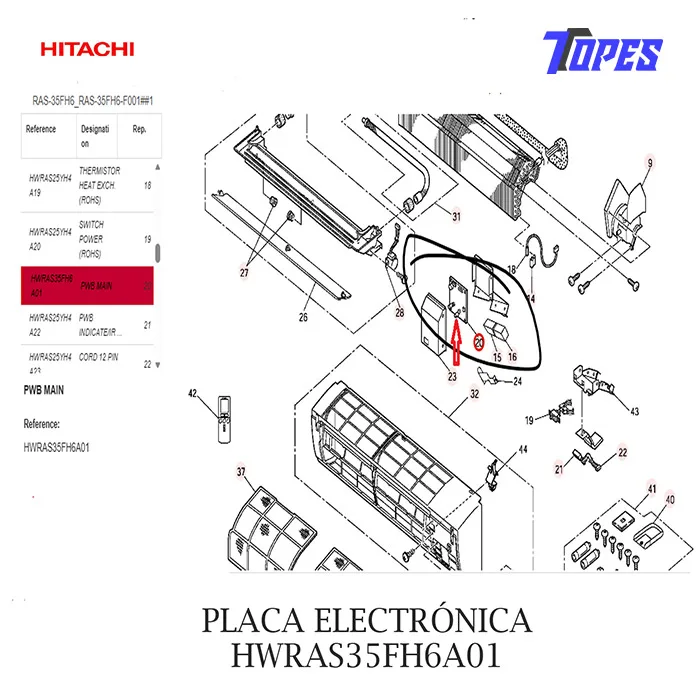 PLACA ELECTRÓNICA HWRAS35FH6A01